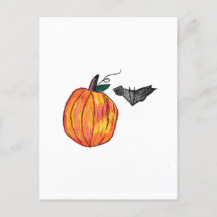 Pumpkin mit Gray Bat Postkarte