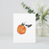 Pumpkin mit Gray Bat Postkarte (Stehend Vorderseite)