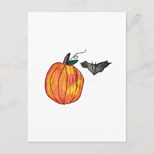 Pumpkin mit Gray Bat Postkarte (Vorderseite)