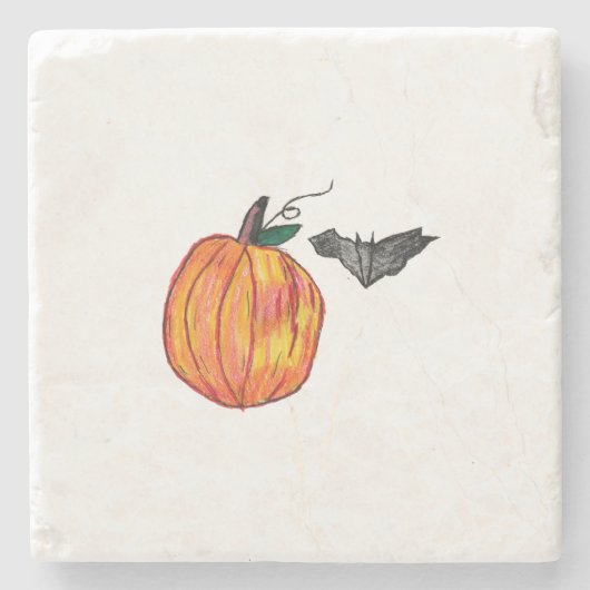 Pumpkin mit Gray Bat Steinuntersetzer (Vorderseite)