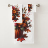 Pumpkin mit Herbstlaub-Fall-Dekor- Badhandtuch Set (Insitu)