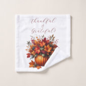 Pumpkin mit Herbstlaub-Fall-Dekor- Badhandtuch Set (Waschlappen)