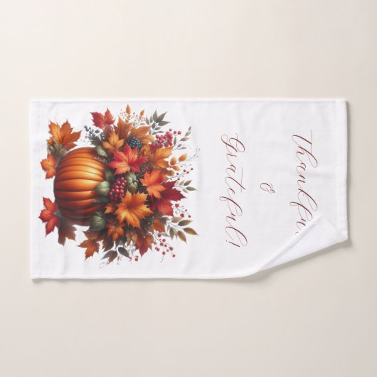 Pumpkin mit Herbstlaub-Fall-Dekor- Badhandtuch Set (Handtuch)