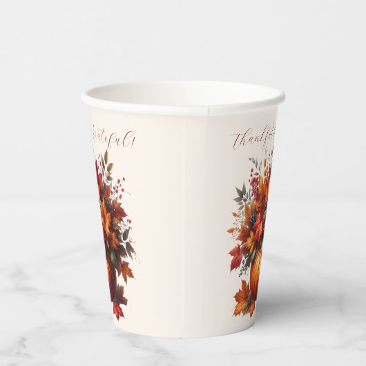 Pumpkin mit Herbstlauben-Erntedank- Pappbecher (Rechts)