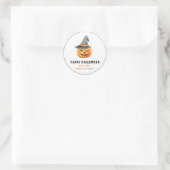 Pumpkin mit Hexenhut Halloween Runder Aufkleber (Tasche)