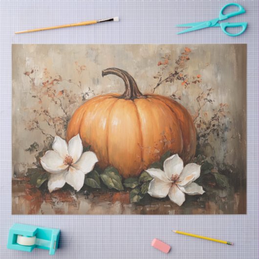 Pumpkin mit Magnolienblüten Seidenpapier (Basteln)