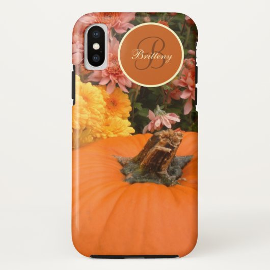 Pumpkin mit Monogramm Gelb und Korallenmaus Case-Mate iPhone Hülle (Rückseite)