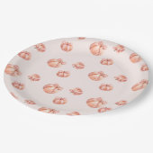 Pumpkin mit Pink Bow Girl Babydusche Pappteller (Schrägansicht)