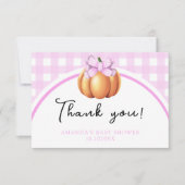Pumpkin mit rosa Bogen danke Baby-Dusche (Vorderseite)
