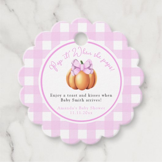 Pumpkin mit rosa Bogen Pop es! Wenn sie Pop Geschenkanhänger (Vorderseite)