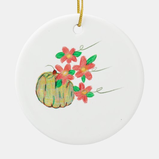 Pumpkin mit roten Blume Keramik Ornament (Vorne)