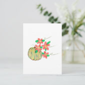 Pumpkin mit roten Blume Postkarte (Stehend Vorderseite)