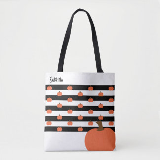 Pumpkin mit weißen und schwarzen Streifen - Person Tasche