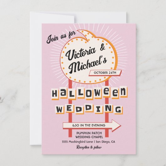 Pumpkin-Mod Halloween-Hochzeit Einladung (Vorderseite)