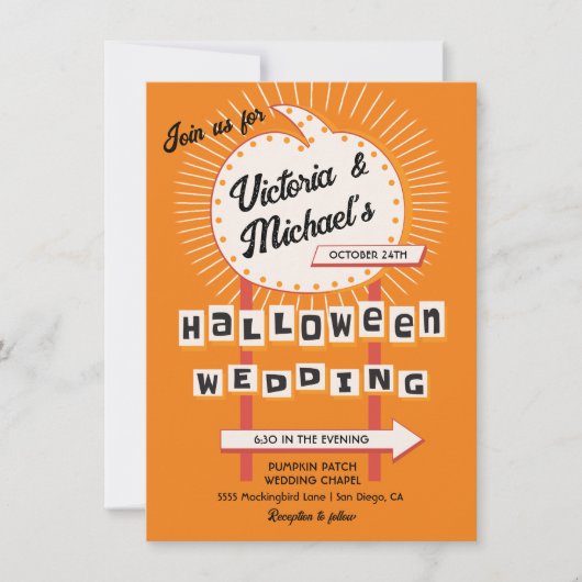 Pumpkin-Mod Halloween-Hochzeit Einladung (Vorderseite)