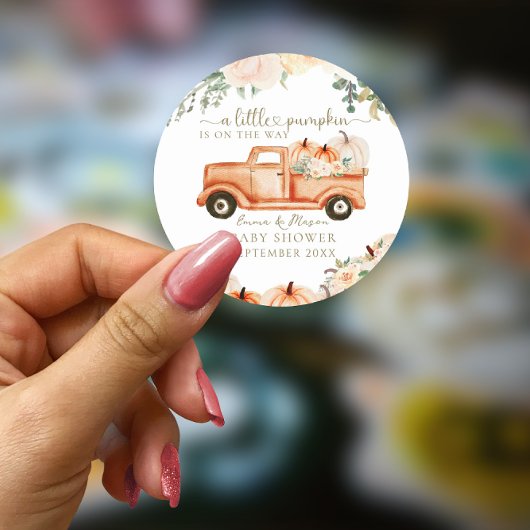 Pumpkin Moderne Minimalistisch Fall Neutrale Babyd Runder Aufkleber