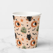 Pumpkin Monster & Bat Pattern Whimsisches Hallowee Pappbecher (Rückseite)