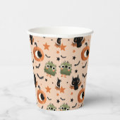 Pumpkin Monster & Bat Pattern Whimsisches Hallowee Pappbecher (Rechts)