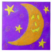 Pumpkin Moon Abstrakt Halloween Art Fliese (Vorderseite)
