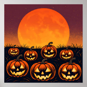 Pumpkin Moonrise Poster
