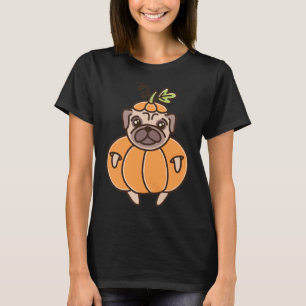 Pumpkin Mops Happy Halloween Pink T-Shirt