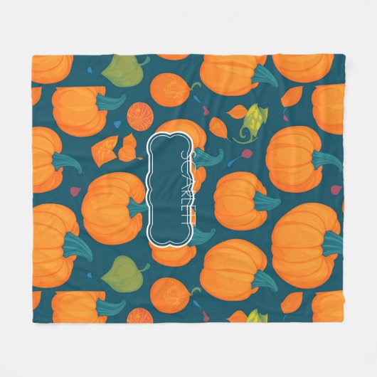 Pumpkin Mosaik Personalisiertes Muster Fleecedecke (Vorderseite (Horizontal))