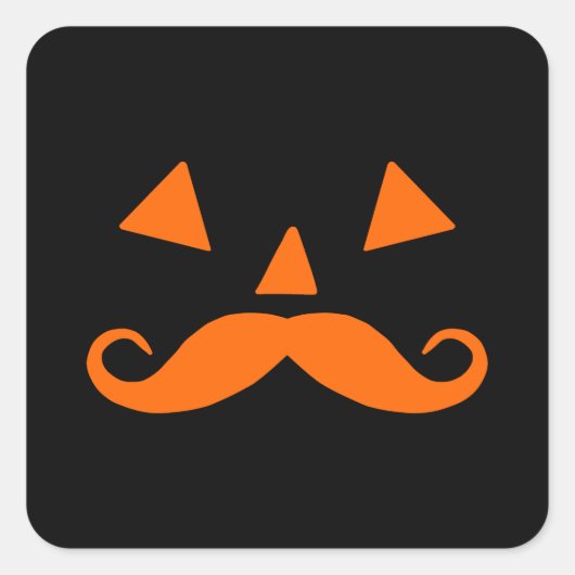 Pumpkin Mustache Halloween Quadratischer Aufkleber (Vorderseite)