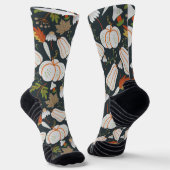 Pumpkin nahtloses Muster, schwarz-weiß, floralfarb Socken (Gewinkelt)