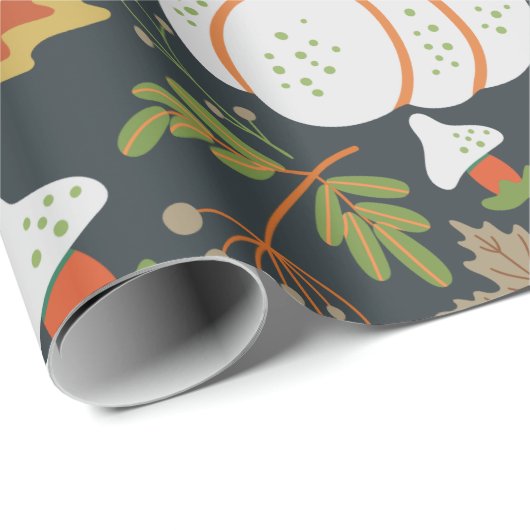 Pumpkin nahtloses Muster schwarz-weiß Geschenkpapier (Rolleneckpunkt)