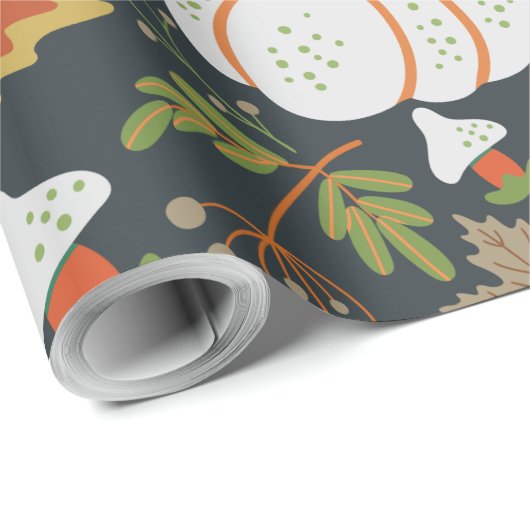 Pumpkin nahtloses Muster schwarz-weiß Geschenkpapier (Rolleneckpunkt)