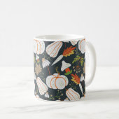 Pumpkin nahtloses Muster schwarz-weiß Kaffeetasse (VorderseiteRechts)