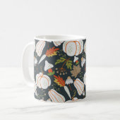 Pumpkin nahtloses Muster schwarz-weiß Kaffeetasse (Vorderseite Links)
