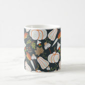 Pumpkin nahtloses Muster schwarz-weiß Kaffeetasse (Mittel)