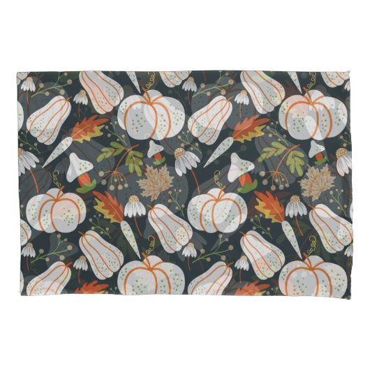 Pumpkin nahtloses Muster schwarz-weiß Kissenbezug (Vorderseite-Links)