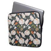 Pumpkin nahtloses Muster schwarz-weiß Laptopschutzhülle (Vorderseite Links)