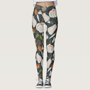Pumpkin nahtloses Muster schwarz-weiß Leggings