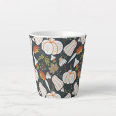 Pumpkin nahtloses Muster schwarz-weiß Milchtasse (Vorderseite)