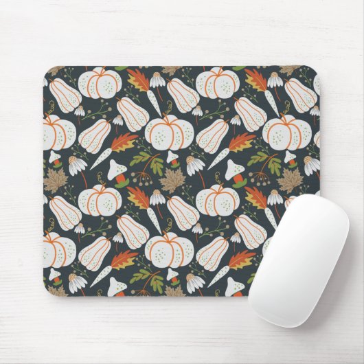Pumpkin nahtloses Muster schwarz-weiß Mousepad (Mit Mouse)