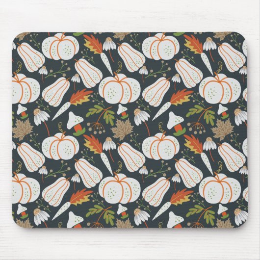 Pumpkin nahtloses Muster schwarz-weiß Mousepad (Vorne)