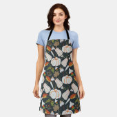 Pumpkin nahtloses Muster schwarz-weiß Schürze (Getragen)