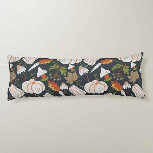 Pumpkin nahtloses Muster schwarz-weiß Seitenschläferkissen (Rückseite)
