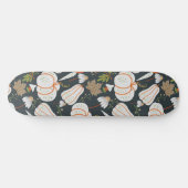 Pumpkin nahtloses Muster schwarz-weiß Skateboard (Horizontal)