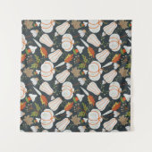 Pumpkin nahtloses Muster schwarz-weiß Wandteppich (Vorderseite (Horizontal))