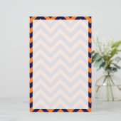 Pumpkin, Navy Blue Large Zickzack ZigZag Muster Briefpapier (Stehend Vorderseite)
