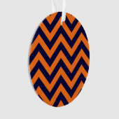 Pumpkin, Navy Blue Large Zickzack ZigZag Muster Ornament (Vorderseite)