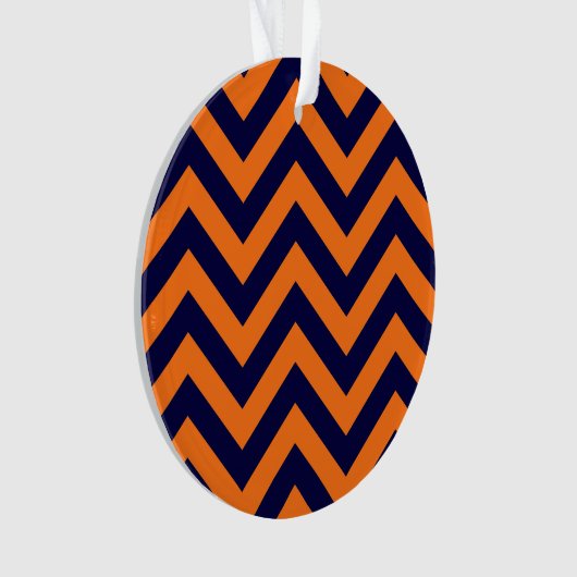 Pumpkin, Navy Blue Large Zickzack ZigZag Muster Ornament (Vorderseite)