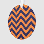 Pumpkin, Navy Blue Large Zickzack ZigZag Muster Ornament (Vorderseite)