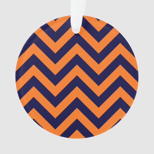 Pumpkin, Navy Blue Large Zickzack ZigZag Muster Ornament (Vorderseite)