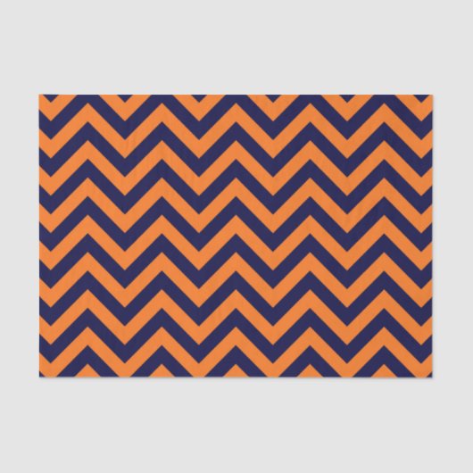 Pumpkin, Navy Blue Large Zickzack ZigZag Muster Seidenpapier (Vorderseite)