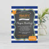 Pumpkin Navy Boy Baby Shower Einladung (Stehend Vorderseite)